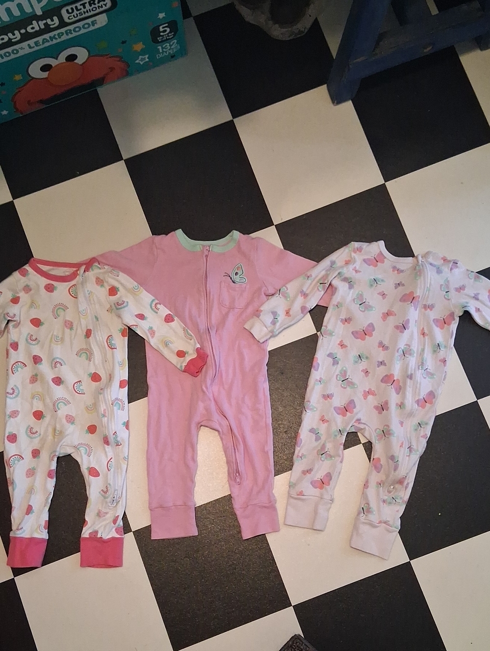Koala Kids Pink Butterfly and Pastel Print Footie Bundle